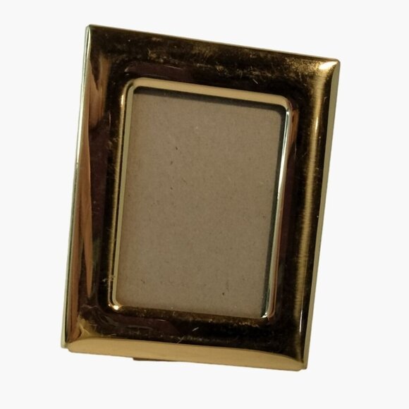 Miniature Gold Tone Metal Photo Frame 2 x 2 inch Picture Stand Desktop - Picture 3 of 7